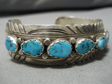 Striking Vintage Native American Navajo Chunky Turquoise Sterling Silver Bracelet-Nativo Arts