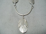 Marvelous Navajo Sterling Silver Feathers Necklace Native American-Nativo Arts