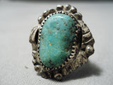 Magnificent Vintage Native American Navajo Turquoise Sterling Silver Ring Old-Nativo Arts
