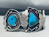 Majestic Vintage Native American Navajo 3 Morenci Turquoise Sterling Silver Bracelet-Nativo Arts