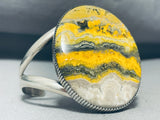 Sturdy 63 Gram Native American Navajo Honeybee Jasper Sterling Silver Bracelet Cuff-Nativo Arts