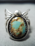 Whimsical Vintage Native American Navajo Royston Turquoise Sterling Silver Beetle Ring-Nativo Arts