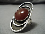 Fabulous Pat Reed Vintage Native American Navajo Domed Carnelian Sterling Silver Ring-Nativo Arts