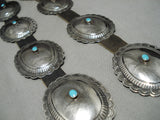 Early Hand Wrought Vintage Native American Navajo Turquoise Sterling Silver Concho Belt Old-Nativo Arts