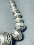 Outstanding Vintage Native American Navajo Sterling Silver Large Pillow Bead Necklace-Nativo Arts