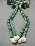 Native American Early 1900's Vintage Santo Domingo Green Turquoise Necklace Old-Nativo Arts