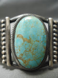 Opulent Vintage Native American Navajo Carico Lake Turquoise Sterling Silver Bracelet-Nativo Arts
