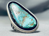 Rare Turquoise Vintage Native American Navajo Sterling Silver Spiderweb Ring Old-Nativo Arts