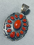 Rare Ida Payton Native American Navajo Coral Cluster Sterling Silver Pendant-Nativo Arts
