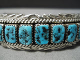 Impressive Vintage Native American Navajo Sleeping Beauty Turquoise Sterling Silver Bracelet Old-Nativo Arts