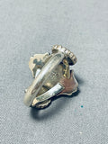 Dramatic Native American Navajo Frogskin Turquoise Sterling Silver Ring-Nativo Arts