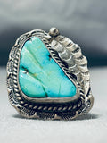 Astonishing Vintage Native American Navajo Blue Gem Turquoise Sterling Silver Ring-Nativo Arts