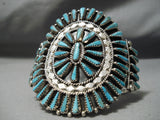 Incredible Vintage Native American Navajo Turquoise Teardrop Sterling Silver Bracelet-Nativo Arts