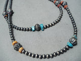Wrap Around Native American Navajo Turquoise & Spiny Oyster Sterling Silver Necklace L-o-n-g-Nativo Arts
