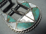 Museum Vintage Native American Navajo Royston Turquoise Sterling Silver Buckle Ranger Set-Nativo Arts
