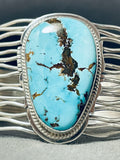 Water Stream Cuff Native American Navajo Red Mountain Turquoise Sterling Silver Bracelet-Nativo Arts