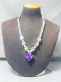 The Best Vintage Native American Navajo Charoite Sterling Silver Inlay Necklace-Nativo Arts