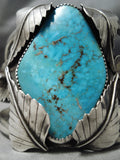 Opulent Vintage Native American Navajo Lone Mountain Turquoise Sterling Silver Bracelet Old-Nativo Arts