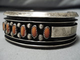 Stunning Vintage Native American Navajo Coral Sterling Silver Bracelet-Nativo Arts