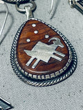 One Of The Most Artisitc Native American Navajo Turquoise Sterling Silver Petroglyph Necklace-Nativo Arts