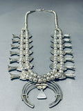 Square & Triangle Vintage Native American Navajo Sterling Silver Squash Blossom Necklace-Nativo Arts