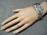 One Of The Most Intricate Native American Zuni Turquoise Inlay Sterling Silver Bracelet-Nativo Arts