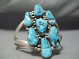 Huge Vintage Native American Navajo Turquoise Nugget Sterling Silver Bracelet Old-Nativo Arts