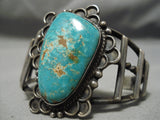 Colossal Vintage Native American Navajo Old Kingman Turquoise Sterling Silver Bracelet-Nativo Arts