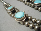 Amazing Vintage Native American Navajo Sky Blue Turquoise Sterling Silver Necklace Old-Nativo Arts