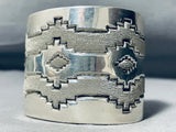 200 Grams!! All Silver Powerful Vintage Native American Navajo Sterling Bracelet Cuff-Nativo Arts