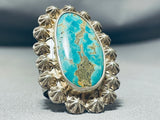 Fabulous Vintage Native American Navajo Kingman Turquoise Sterling Silver Ring-Nativo Arts
