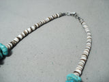 Native American Terrific Vintage Santo Domingo Old Kingman Turquoise Sterling Silver Necklace-Nativo Arts
