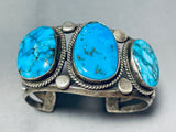 Museum Quality Vintage Native American Navajo Turquoise Mountain Sterling Silver Bracelet-Nativo Arts