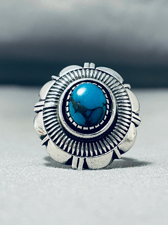 Jimmy Secatero Vintage Native American Navajo Bisbee Turquoise Sterling Silver Ring-Nativo Arts