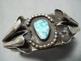 Very Rare Vintage Native American Navajo Rare Turquoise Squash Blossom Sterling Silver Bracelet-Nativo Arts