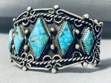 Best Vintage Native American Navajo Diamond Turquoise Sterling Silver Bracelet-Nativo Arts