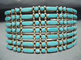 Native American Incredibly Intricate Vintage Zuni Turquoise Sterling Silver Bracelet-Nativo Arts