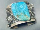 181 Grams Powerful Bear Native American Navajo Turquoise Sterling Silver Bracelet Cuff-Nativo Arts