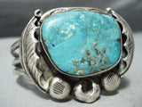 Authentic Vintage Native American Navajo Chunky Turquoise Sterling Silver Bracelet-Nativo Arts