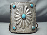 Astonishing Vintage Native American Navajo Blue Gem Turquoise Sterling Silver Bowguard Old-Nativo Arts