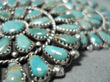 Huge Native American Navajo Green Turquoise Sterling Silver Earrings-Nativo Arts