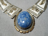 Marvelous Vintage Native American Navajo Denim Lapis Sterling Silver Necklace-Nativo Arts