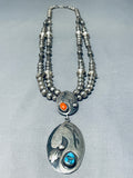 Museum Vintage Native American Navajo Morenci Turquoise Sterling Silver Necklace-Nativo Arts