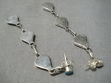 Exquisite Native American Navajo Sleeping Beauty Turquoise Sterling Silver Earrings-Nativo Arts