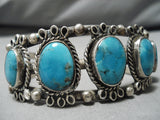 Impressive Vintage Zuni Native American Turquoise Sterling Silver Bracelet-Nativo Arts