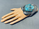 One Of Best Heavy 145 Gram Vintage Native American Navajo Turquoise Sterling Silver Bracelet-Nativo Arts