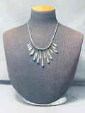 Jaw Dropping Vintage Native American Navajo Turquoise Sterling Silver Sunrays Necklace-Nativo Arts