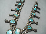 Women's Vintage Native American Navajo Turquoise Sterling Silver Squash Blossom Necklace-Nativo Arts