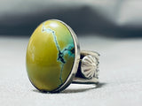 Rare Native American Navajo Signed Frogskin Turquoise Sterling Silver Large Ring-Nativo Arts