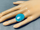 Tremendous Native American Navajo Kingman Turquoise Sterling Silver Ring-Nativo Arts